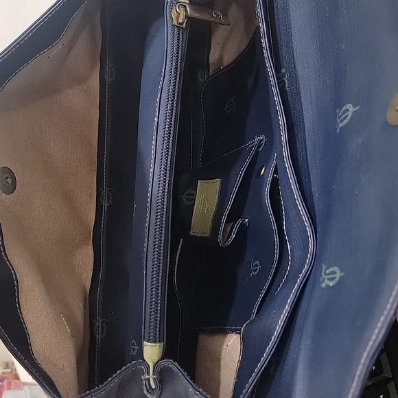 EL CABALLO NAVY & GREEN LEATHER SHOULDER STYLE HANDBAG - Picture 6 of 6